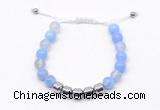 CGB9061 8mm, 10mm blue agate & drum hematite adjustable bracelets