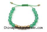 CGB9062 8mm, 10mm green agate & drum hematite adjustable bracelets