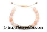 CGB9064 8mm, 10mm pink aventurine & drum hematite adjustable bracelets