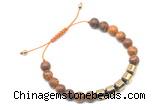 CGB9069 8mm, 10mm elephant skin jasper & drum hematite adjustable bracelets