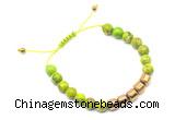 CGB9073 8mm, 10mm green sea sediment jasper & drum hematite adjustable bracelets