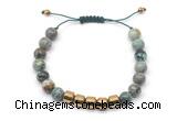 CGB9077 8mm, 10mm African turquoise & drum hematite adjustable bracelets