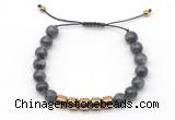 CGB9080 8mm, 10mm black labradorite & drum hematite adjustable bracelets