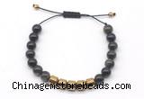 CGB9081 8mm, 10mm golden obsidian & drum hematite adjustable bracelets