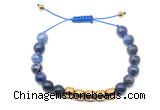 CGB9085 8mm, 10mm sodalite & drum hematite adjustable bracelets