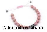 CGB9106 8mm, 10mm pink wooden jasper & rondelle hematite adjustable bracelets
