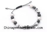 CGB9114 8mm, 10mm black & white jasper & rondelle hematite adjustable bracelets