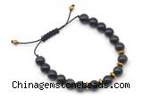 CGB9122 8mm, 10mm golden obsidian & rondelle hematite adjustable bracelets