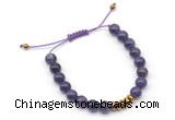 CGB9124 8mm, 10mm amethyst & rondelle hematite adjustable bracelets