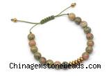 CGB9127 8mm, 10mm unakite & rondelle hematite adjustable bracelets