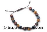 CGB9128 8mm, 10mm colorful tiger eye & rondelle hematite adjustable bracelets