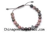 CGB9156 8mm, 10mm rhodonite & cross hematite adjustable bracelets