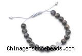 CGB9158 8mm, 10mm grey opal & cross hematite adjustable bracelets