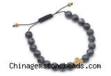 CGB9160 8mm, 10mm black labradorite & cross hematite adjustable bracelets