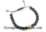 CGB9163 8mm, 10mm smoky quartz & cross hematite adjustable bracelets