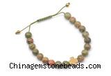 CGB9167 8mm, 10mm unakite & cross hematite adjustable bracelets