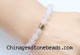 CGB9235 8mm, 10mm white jade & drum hematite power beads bracelets