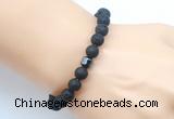 CGB9243 8mm, 10mm black lava & drum hematite power beads bracelets