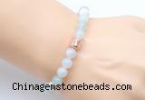 CGB9255 8mm, 10mm sea blue banded agate & drum hematite power beads bracelets