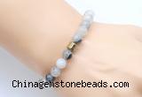 CGB9288 8mm, 10mm black rutilated quartz & drum hematite power beads bracelets