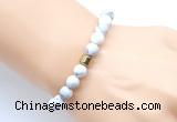 CGB9309 8mm, 10mm matte white howlite & drum hematite power beads bracelets