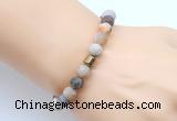 CGB9313 8mm, 10mm matte bamboo leaf agate & drum hematite power beads bracelets