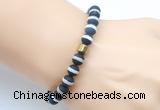 CGB9315 8mm, 10mm matte Tibetan agate & drum hematite power beads bracelets