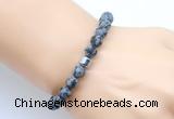 CGB9317 8mm, 10mm matte snowflake obsidian & drum hematite power beads bracelets