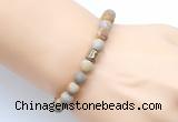 CGB9318 8mm, 10mm matte fossil coral & drum hematite power beads bracelets