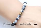 CGB9331 8mm, 10mm matte black & white jasper & drum hematite power beads bracelets