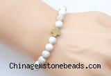 CGB9351 8mm, 10mm white howlite & cross hematite power beads bracelets