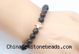 CGB9362 8mm, 10mm coffee wooden jasper & cross hematite power beads bracelets