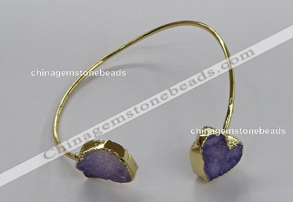 CGB939 15*20mm - 16*16mm freeform & heart druzy agate bangles