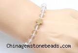 CGB9400 8mm, 10mm white crystal & cross hematite power beads bracelets