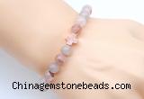 CGB9413 8mm, 10mm pink quartz & cross hematite power beads bracelets