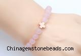 CGB9417 8mm, 10mm matte rose quartz & cross hematite power beads bracelets