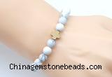 CGB9425 8mm, 10mm matte white howlite & cross hematite power beads bracelets