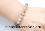 CGB9429 8mm, 10mm matte bamboo leaf agate & cross hematite power beads bracelets