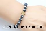 CGB9431 8mm, 10mm matte Tibetan agate & cross hematite power beads bracelets