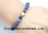 CGB9439 8mm, 10mm matte dumortierite & cross hematite power beads bracelets