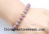 CGB9442 8mm, 10mm matte pink wooden jasper & cross hematite power beads bracelets