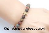 CGB9444 8mm, 10mm matte picasso jasper & cross hematite power beads bracelets