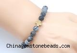 CGB9449 8mm, 10mm matte black water jasper & cross hematite power beads bracelets