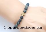 CGB9451 8mm, 10mm matte kambaba jasper & cross hematite power beads bracelets
