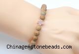 CGB9452 8mm, 10mm matte wooden jasper & cross hematite power beads bracelets