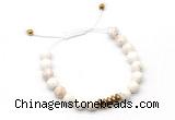 CGB9461 8mm, 10mm white howlite & rondelle hematite adjustable bracelets