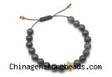 CGB9472 8mm, 10mm coffee wooden jasper & cross hematite adjustable bracelets