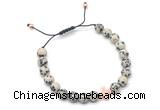 CGB9477 8mm, 10mm dalmatian jasper & cross hematite adjustable bracelets