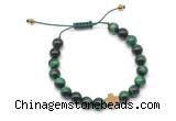 CGB9508 8mm, 10mm green tiger eye & cross hematite adjustable bracelets