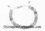 CGB9524 8mm, 10mm cloudy quartz & rondelle hematite adjustable bracelets